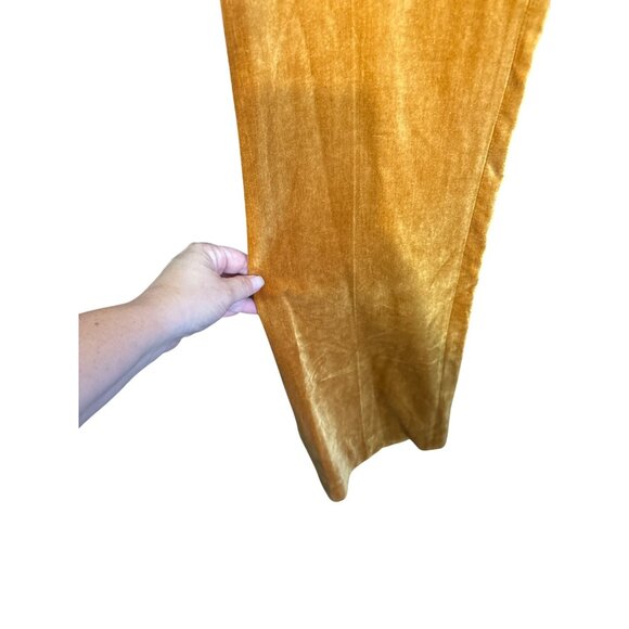 Vintage H&M Womens Velvet Pants Size 10 Mustard Yellow High Waist Braided Detail - Picture 3 of 5